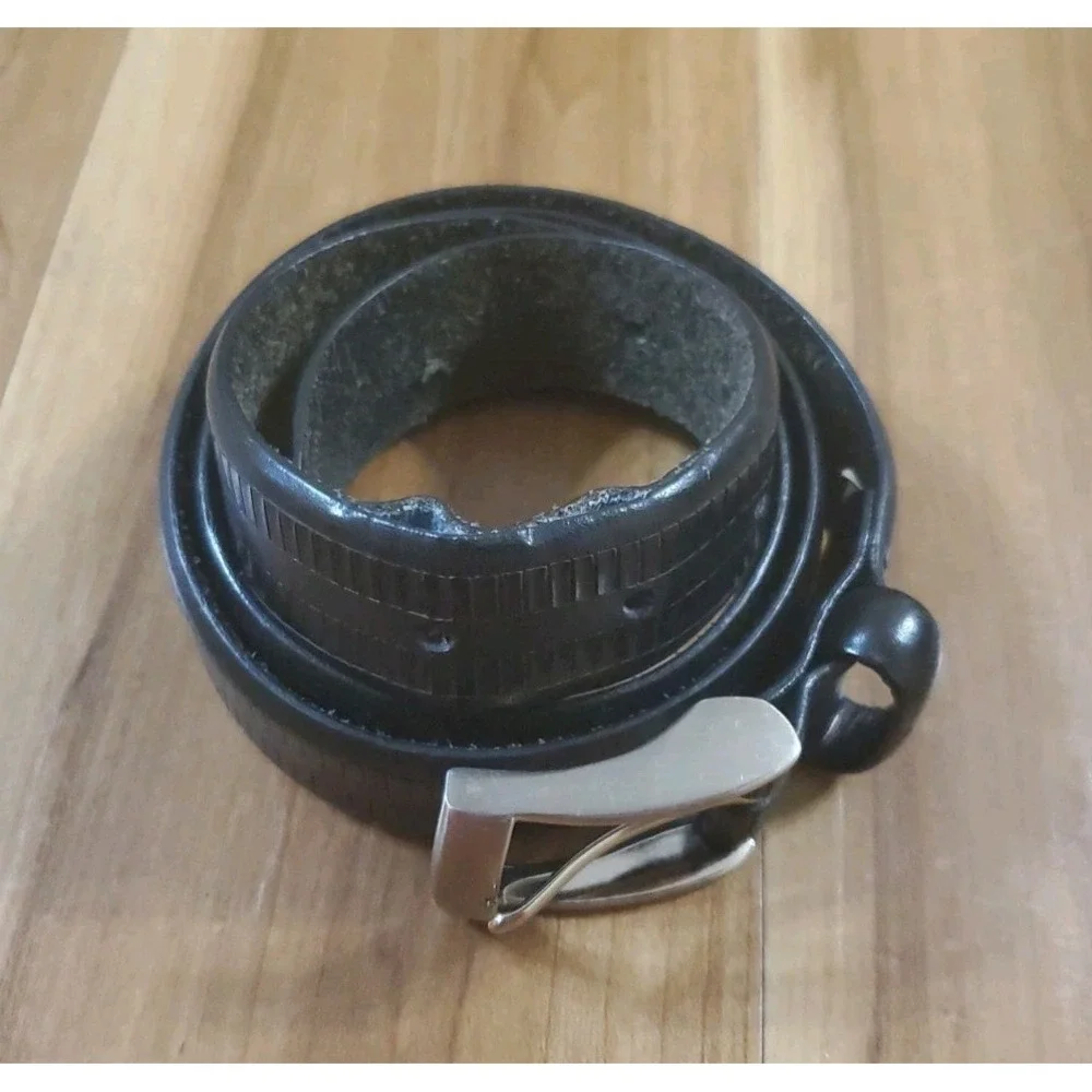 Decorative Genuine Leather Work Belt Mens Size 34 Black